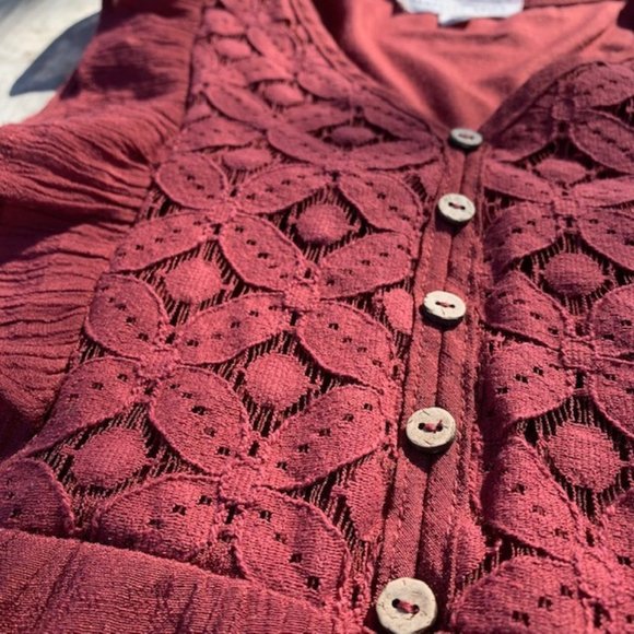 Parallel Skies sleeveless ruffle and detailed lace Boho SZ Small - Picture 2 of 5